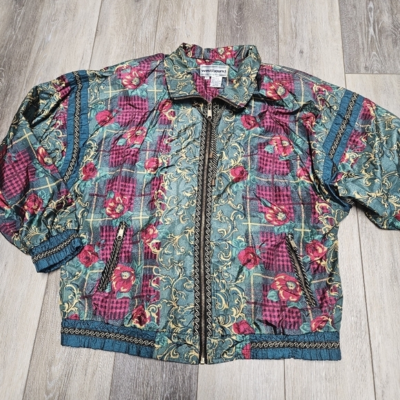 Westbound Jackets & Blazers - Westbound Sport Vintage Floral Plaid Windbreaker Track Jacket Women's Large